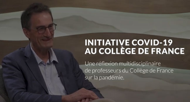 Philippe Sansonetti lors de son interview sur l'Initiative Covid-19 au Collège de France