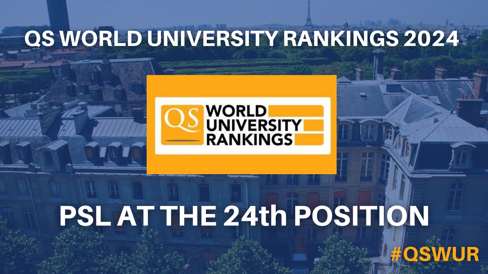 QS World University Ranking 2024 : L’Université PSL (24e) est la première université française du classement 