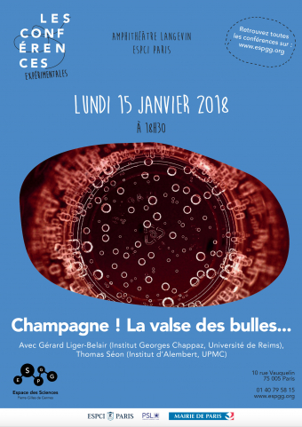 Affiche de la conférence expérimentale : Champagne ! La valse des bulles...