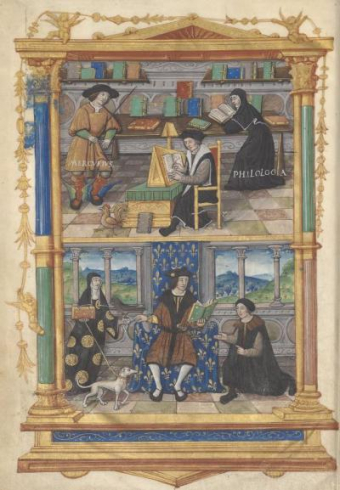 Miniature, De l'institution du prince, Guillaume Budé (c. 1519)  © Arsenal, ms 5103, source gallica.fr