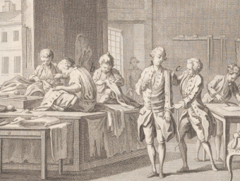 Atelier d'un tailleur d'habits (détail), planche tirée de l'Encyclopédie de Diderot et d'Alembert  © Domaine public