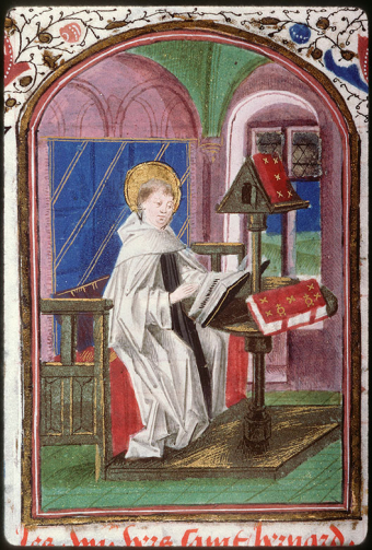 Bernard de Clairvaux lisant contenue dans le manuscrit d'Amiens, Bibl. mun., 200, fol. 163r