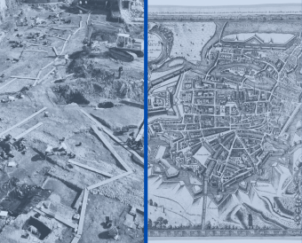 Fouilles archéologiques et plan ancien de la ville de Metz